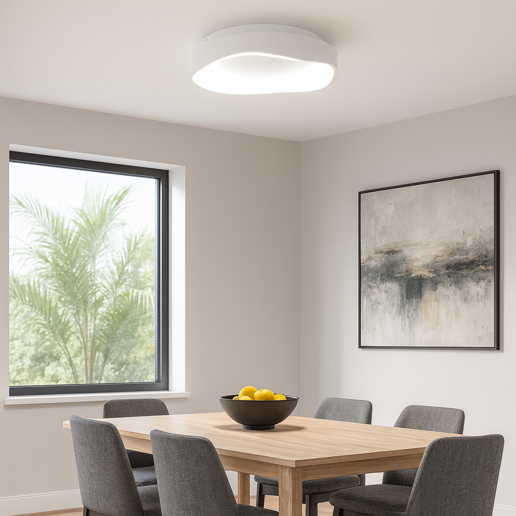 Plafoniera LED da soffitto in metallo bianco stile nordico moderno “ARINA” – 36W, luce selezionabile 3000K/4000K/6000K, Ø40 cm - 5