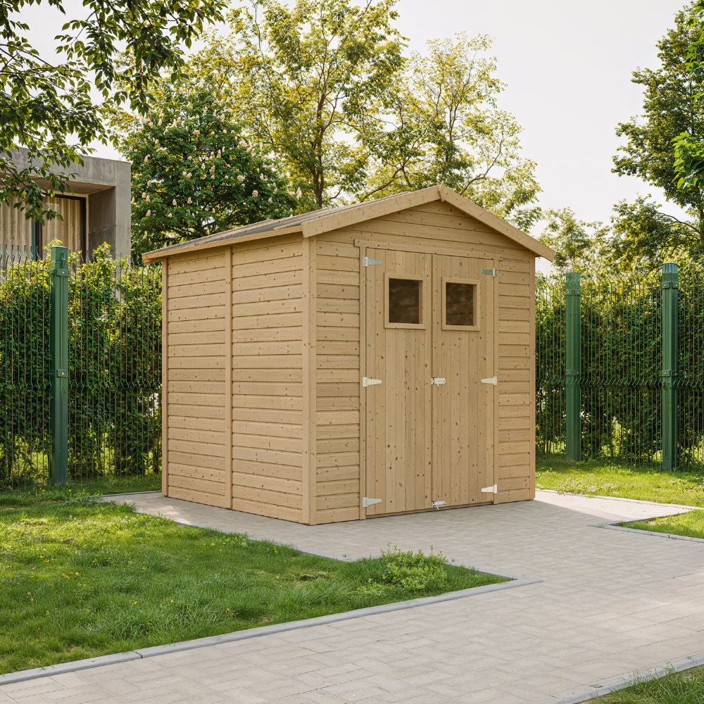 Abri de Jardin en Bois Naturel - Stockage extérieur avec fenêtres H228x222x233 cm/4,2 m² hangar en bois naturel - TIMBELA M351 - 4
