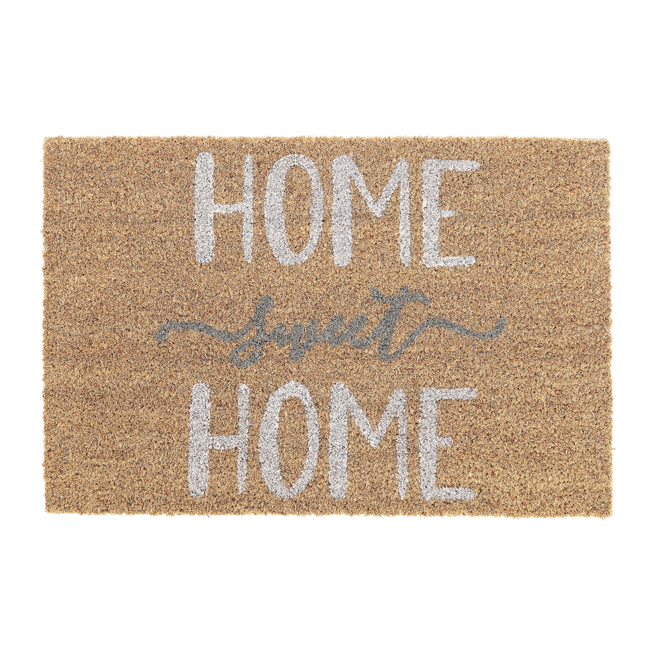 Relaxdays felpudo coco, estampado home sweet home, 60x40cm, interior exterior, resistente intemperie, natural y negro