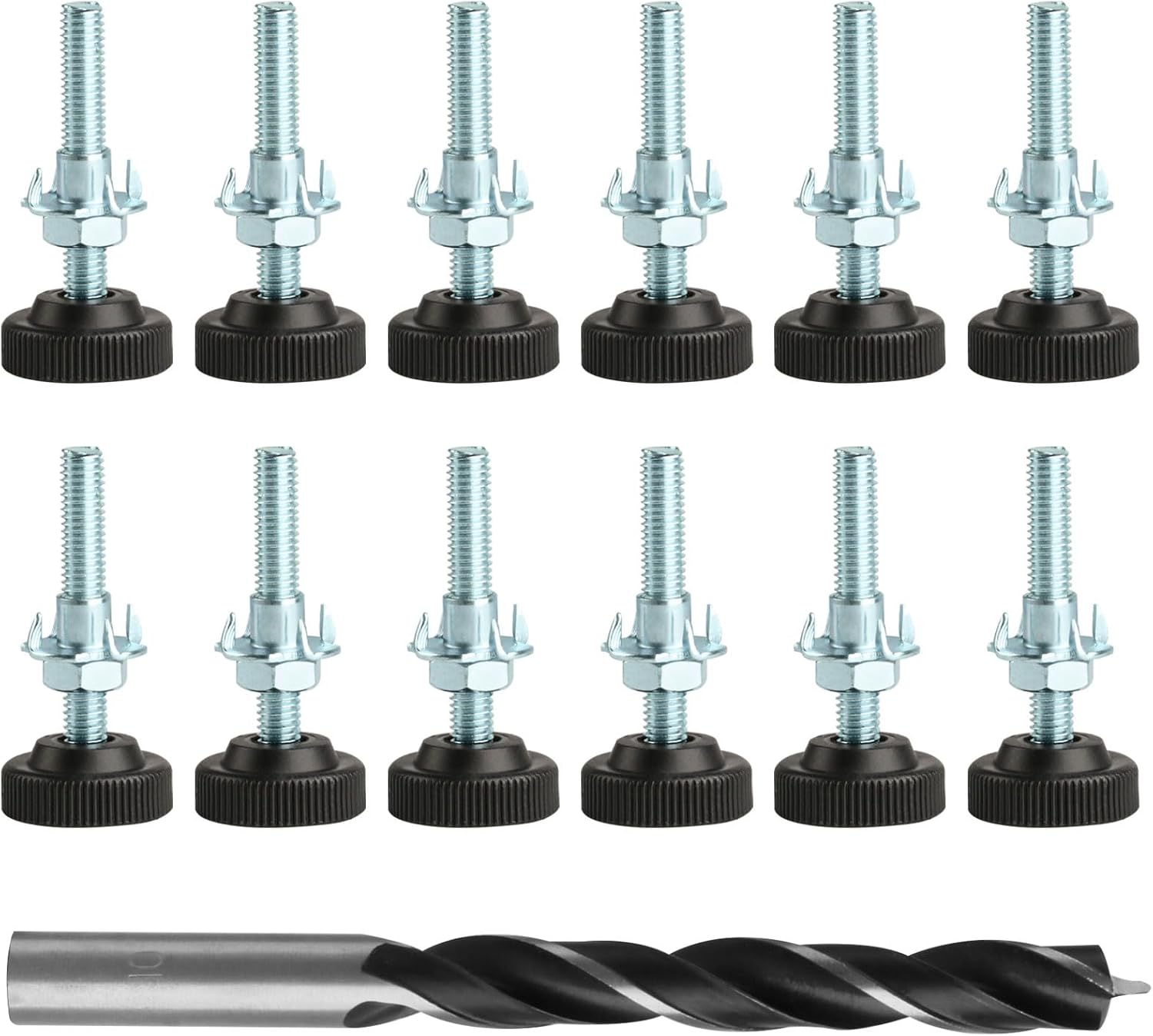 12 buc. picior reglabil pentru mobilă, picioare de nivelare reglabile filetate M8 x 50 mm, picior de nivelare reglabil