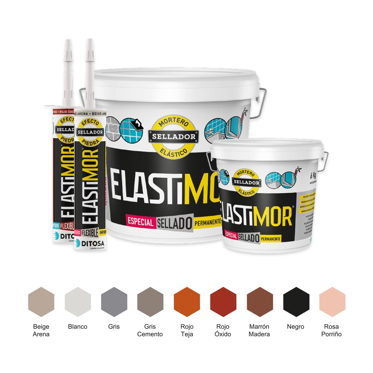 ELASTIMOR Mortier d'étanchéité, Ciment Express, Imperméable, pour taping, grouting, scellement, jointoiement, réparations, Tube 310 ml x1, Gris - 7