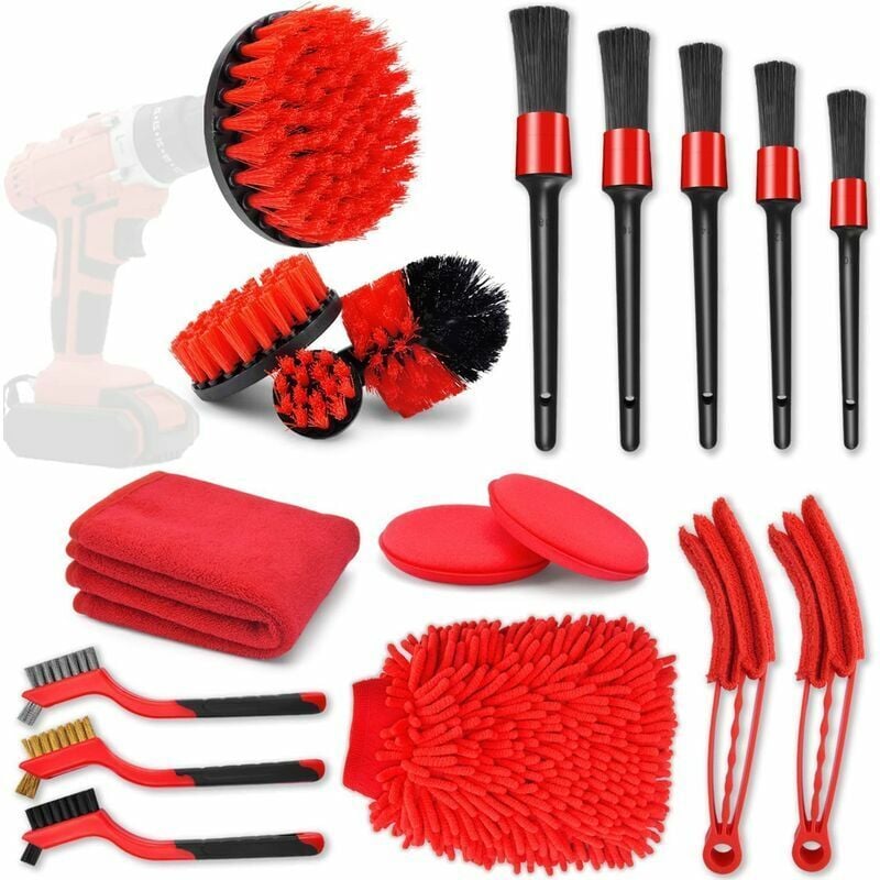 Juyibaao Pennello Pulizia Auto Interni 5 Pezzi, Spazzola per Interni Auto a Setole Morbide, Pennelli per Auto Detailing per Bocchette d'Aria e Cruscotti di Auto