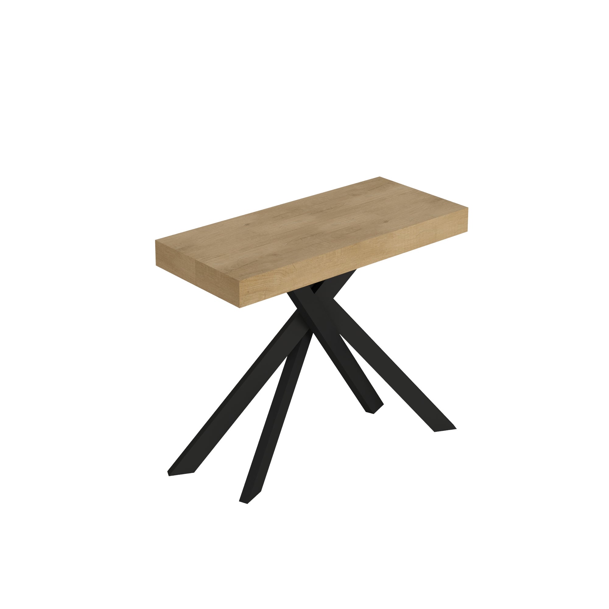 Stół konsolowy Saki Small rozkładany 90x40/196 cm dąb naturalny z nogami w kolorze antracytowym