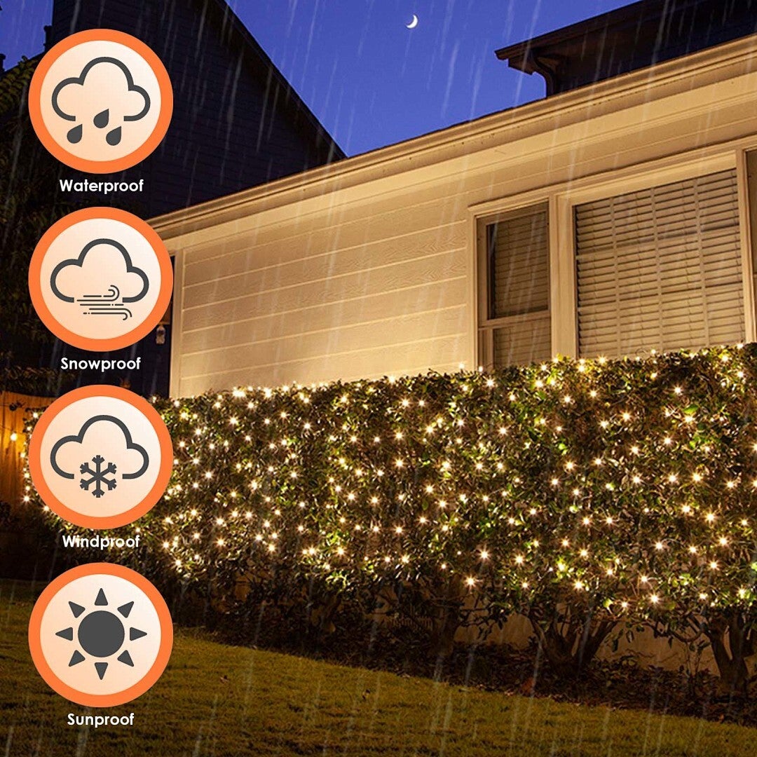 Filet Lumineux LED 2x2M Chaîne lumineuse avec 8 modes Rideau lumineux de Noël intérieur extérieur Blanc chaud - 4