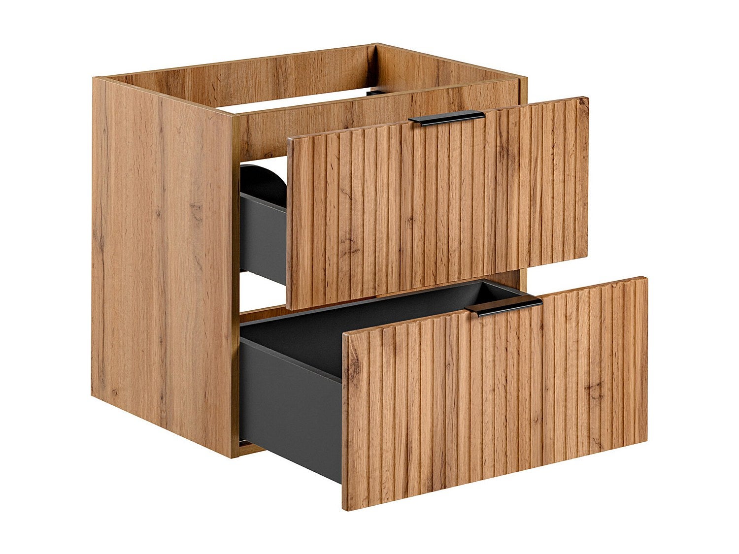 Meuble sous vasque suspendu strié - Naturel clair - L60 cm - ZEVARA - 5