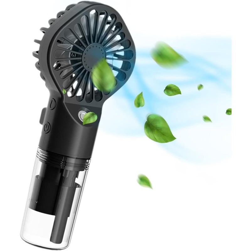 Przenośny wentylator zraszający, opryskiwacz ładowany przez USB, 4 prędkości wentylatora, odpowiedni do użytku w domu i w podróży, czarny.