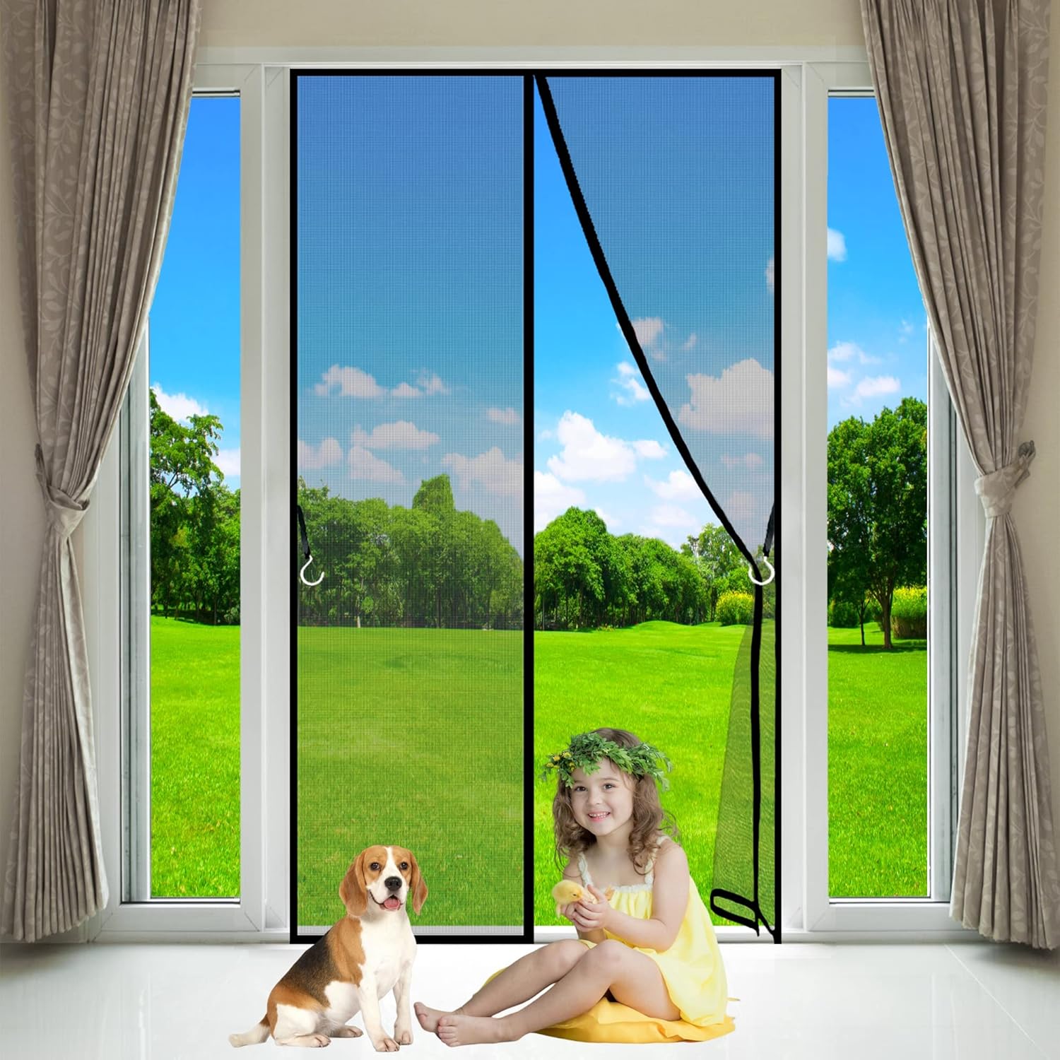 Mosquitera Magnética Para Ventana 130x130 Cm - Imanes Fuertes, Blanca, Fácil Instalación Sin Taladrar - Ideal Para Mantener Insectos Fuera Y Aire Fresco Dentro
