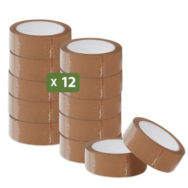 Ruban adhésif marron - Emballage et déménagement - 66 m - Lot 12 rouleaux - Qualité premium