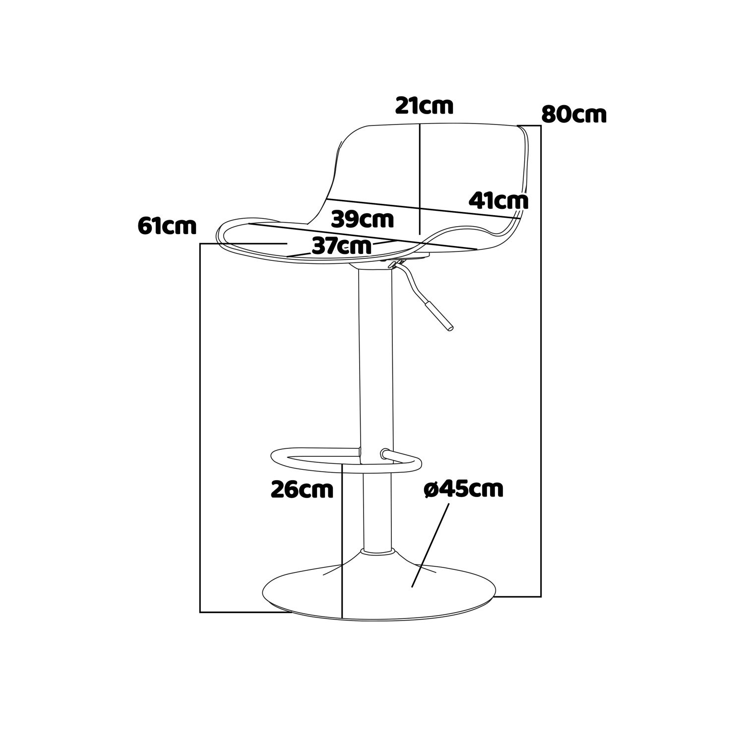 Amsterdam - Coppia di sgabelli regolabili - nero - 5