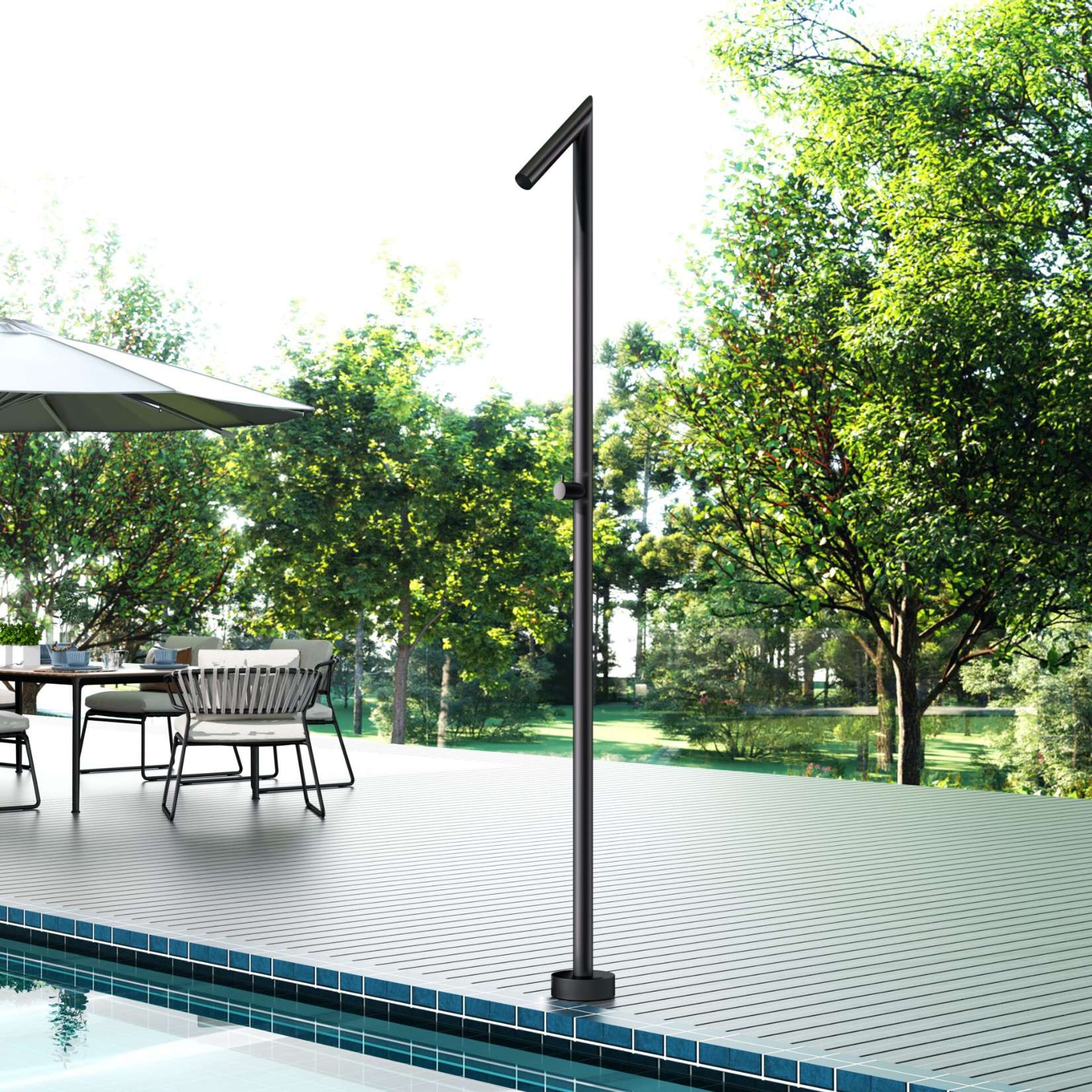 Doccia esterna per piscina Serie OKLAHOMA - Nero opaco - Acciaio inox