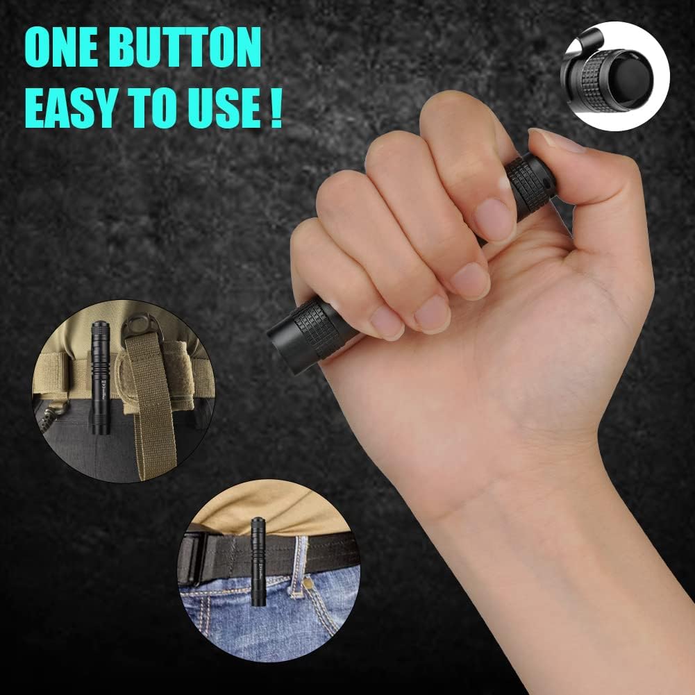 Mini Torcia LED 1000 Lumen - Impermeabile, Con Clip, Tascabile - Confezione Da 2 (Batterie Non Incluse) - 6