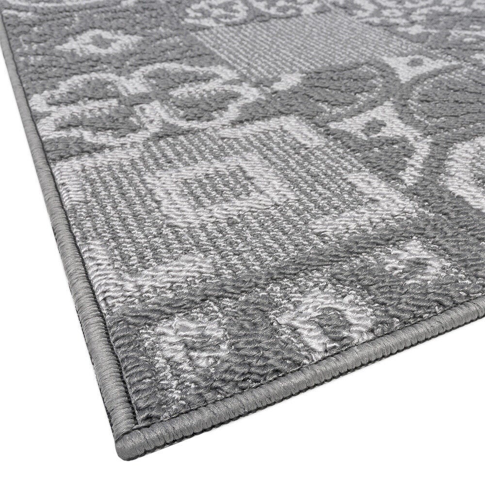 Tapete De Cozinha 57x230 cm Textura 3D Antiderrapante Lavável Azulejo Majólica Cinza - 7