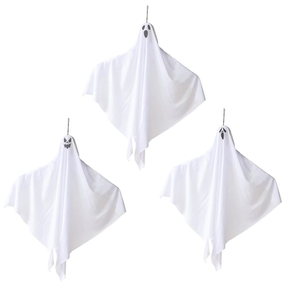 Lot de 3 décorations d'Halloween à suspendre, fantômes volants, accessoires de décoration d'intérieur et d'extérieur pour porche, patio, cour avant - 7