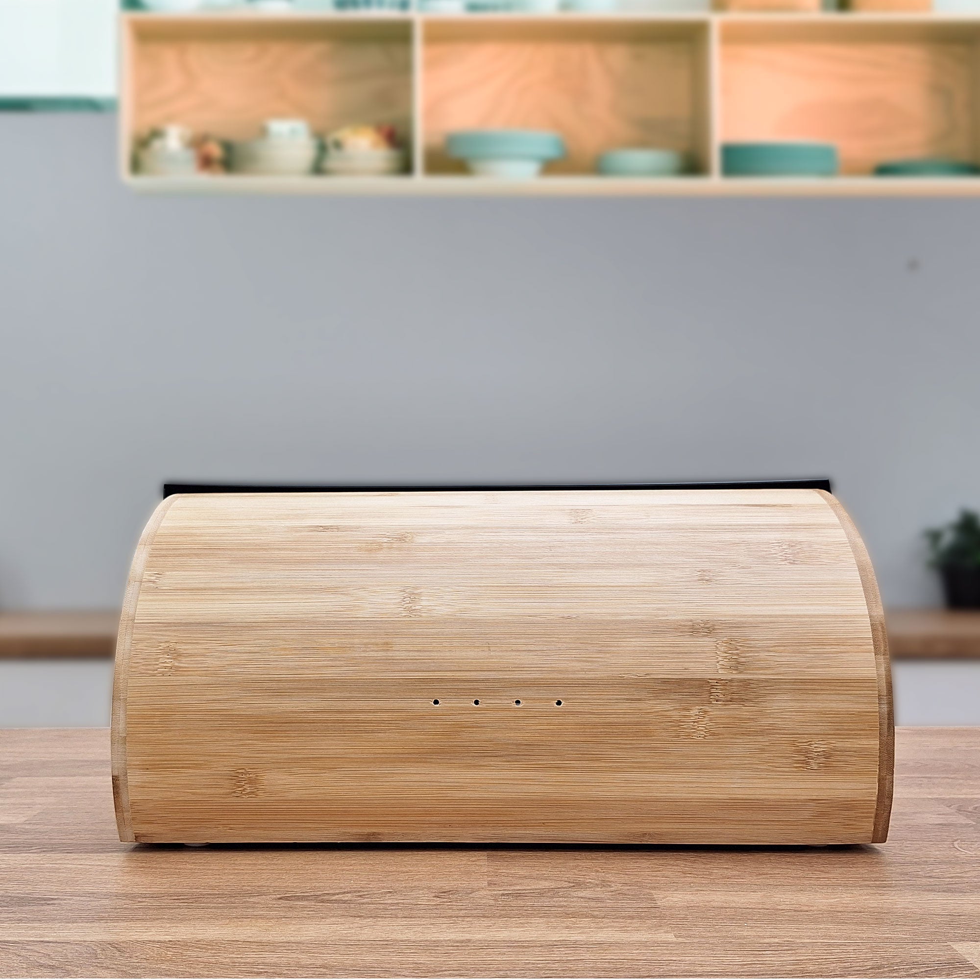 Panera para Guardar Pan de Mesa Madera Bambú, Tapa Deslizante Bread Box Almacenamiento Bollería, Briebe, Blanco, , BB1162 - 6