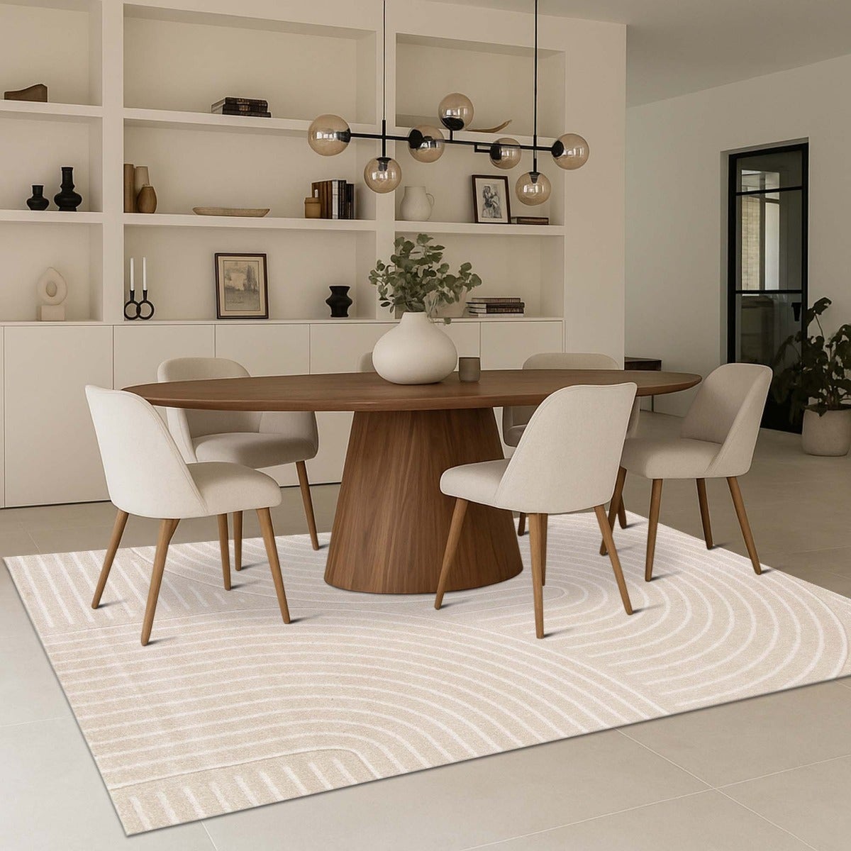 Tappeto morbido a rilievo geometrico astratto beige 160x230 - 5