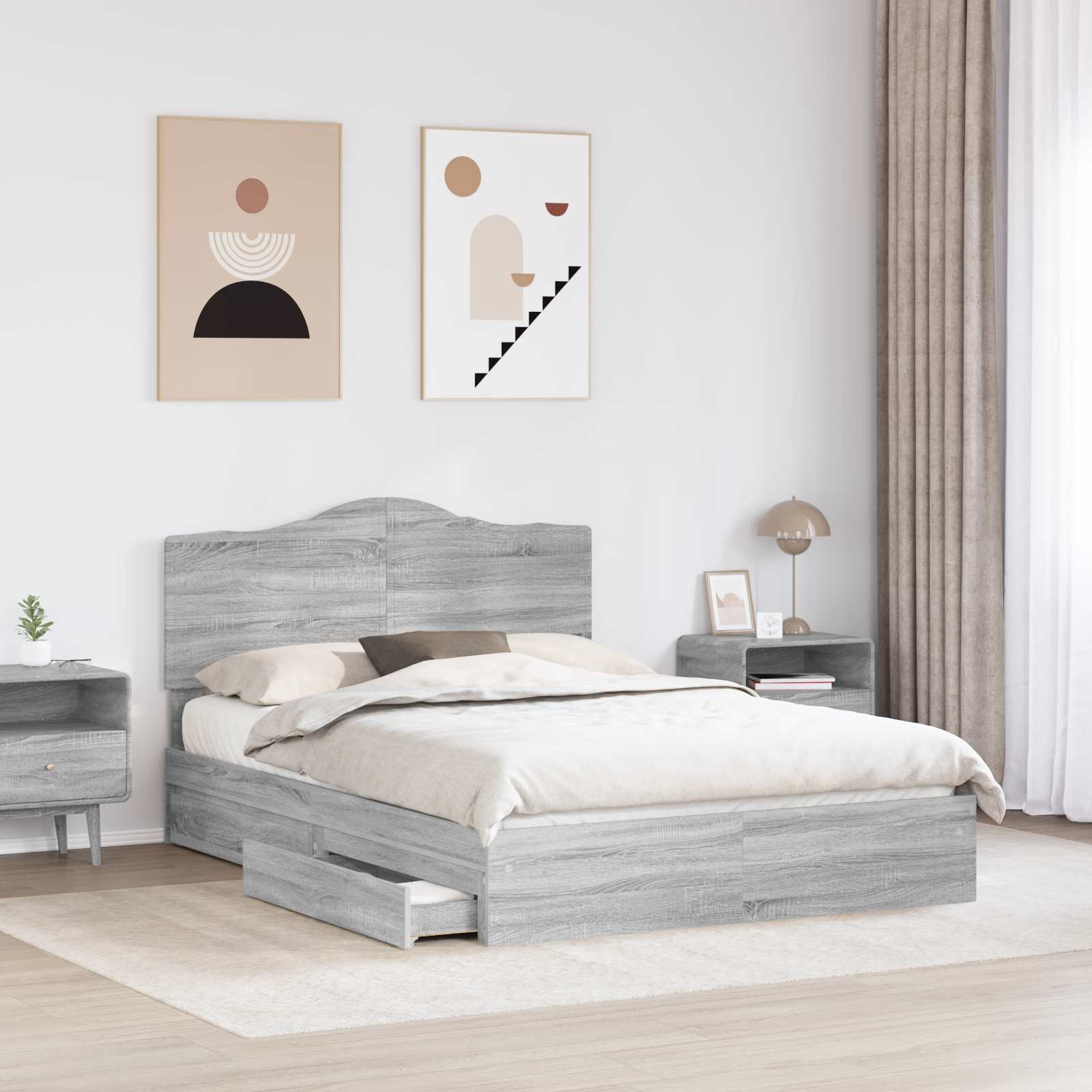 Lit de Rangement Gris 140 x 200 cm Bois d'ingénierie - 3