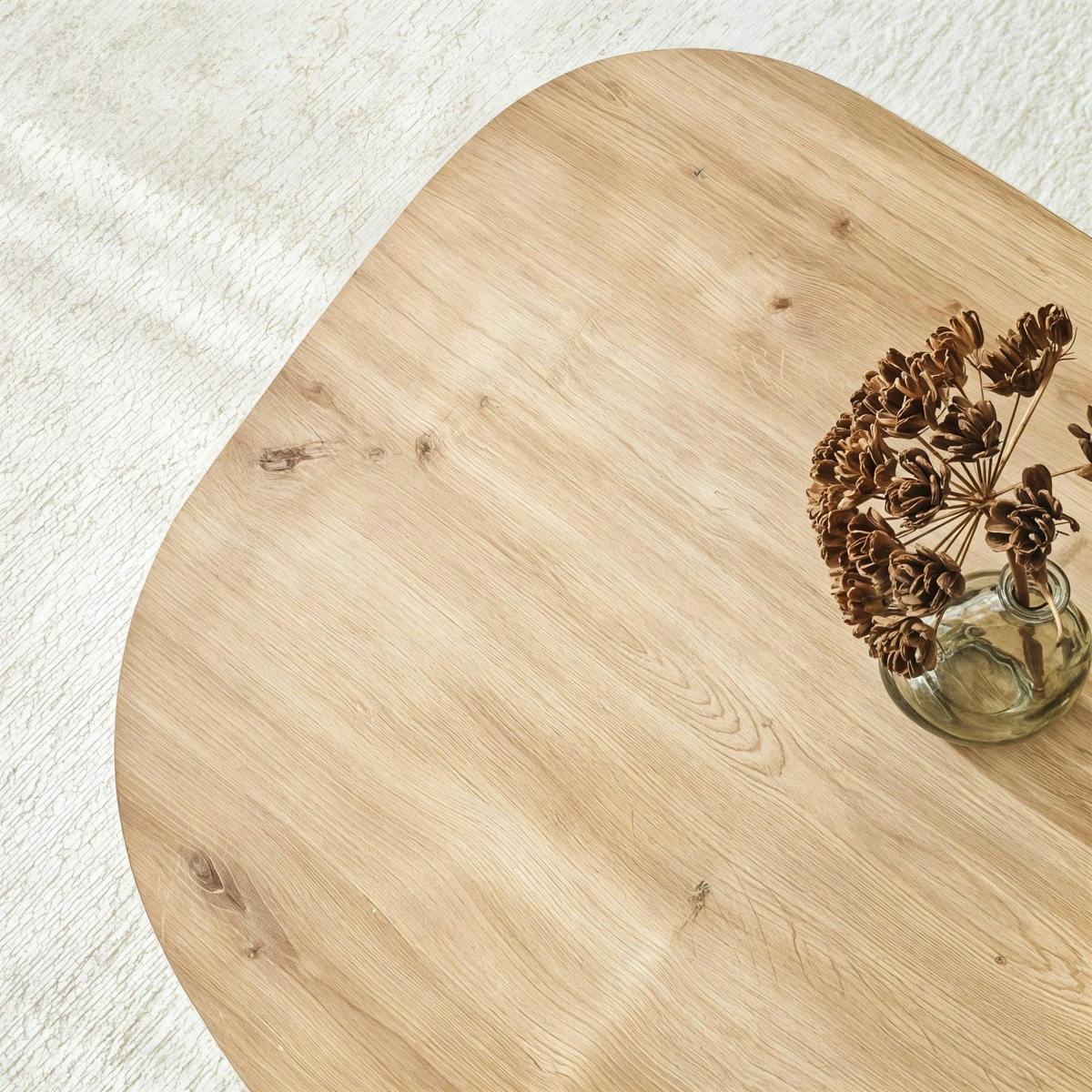 Table basse design effet bois, forme organique galet MARFA - 7