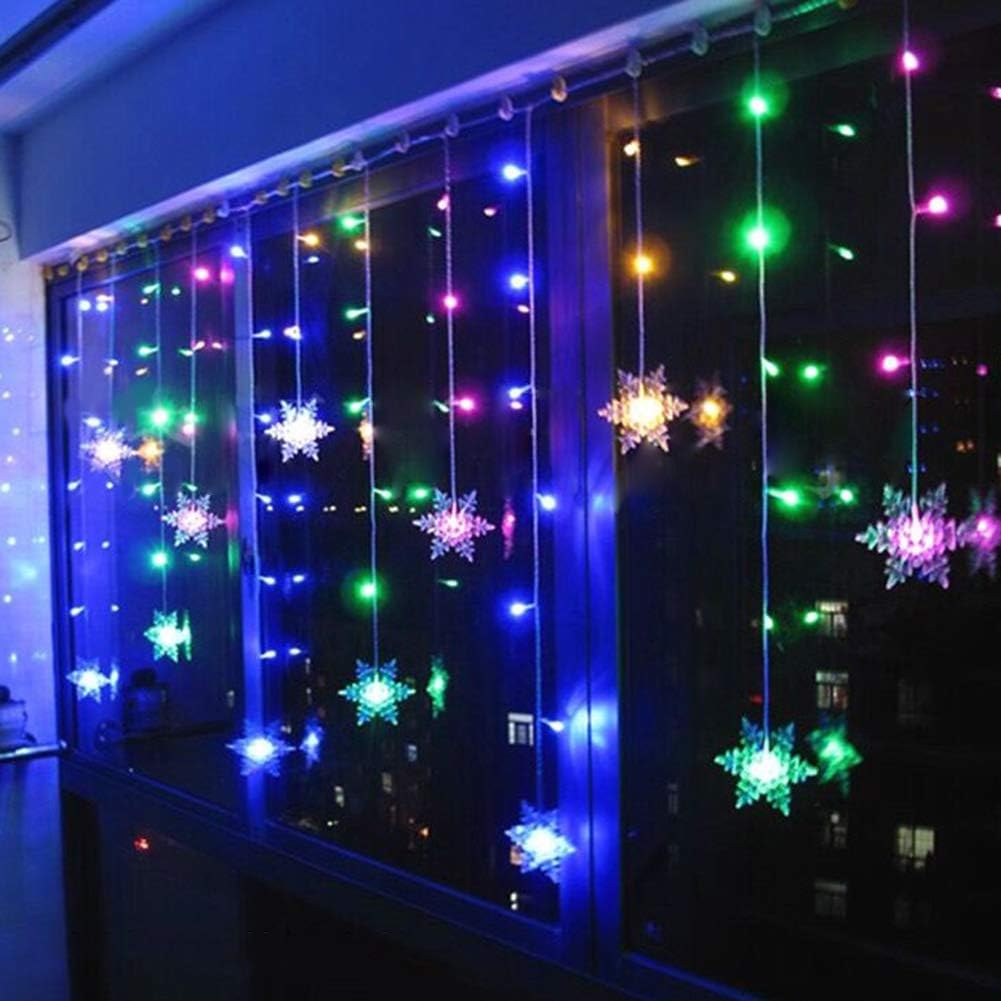 Kurtyna świetlna płatek śniegu, girlanda świetlna 4M 96 LED, dekoracja okienna, boże narodzenie, ślub, urodziny - kolor