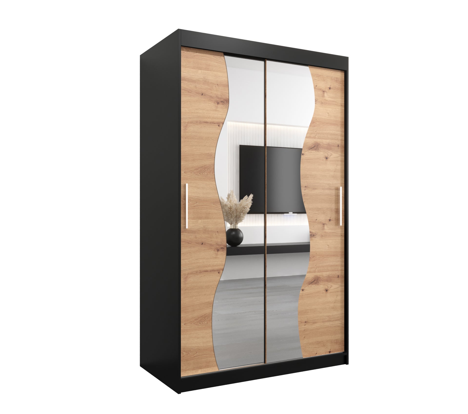 Szafa przesuwna garderoba MADRYT 120 x 62 x 200 cm Czarny + Artisan - Abiks Meble