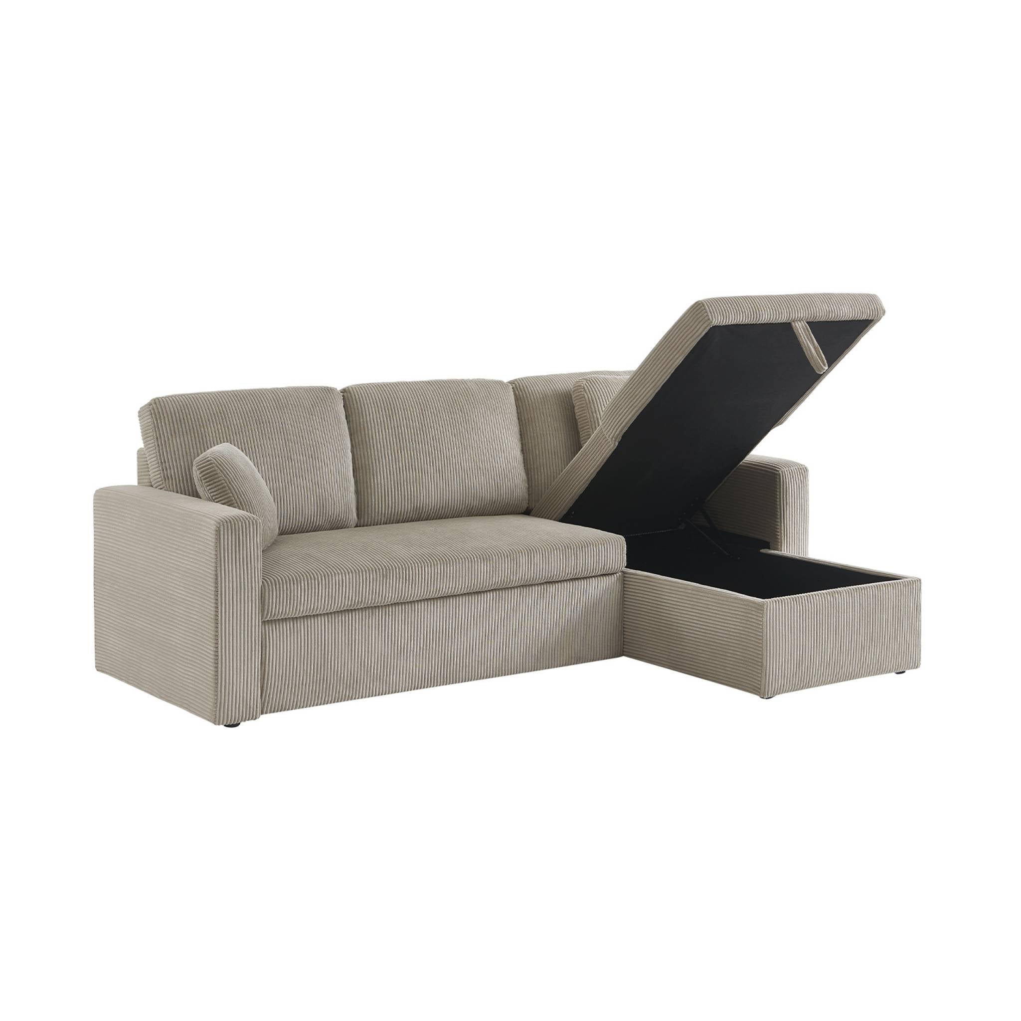 Divano letto angolare e reversibile 3 posti, Grigio - 8