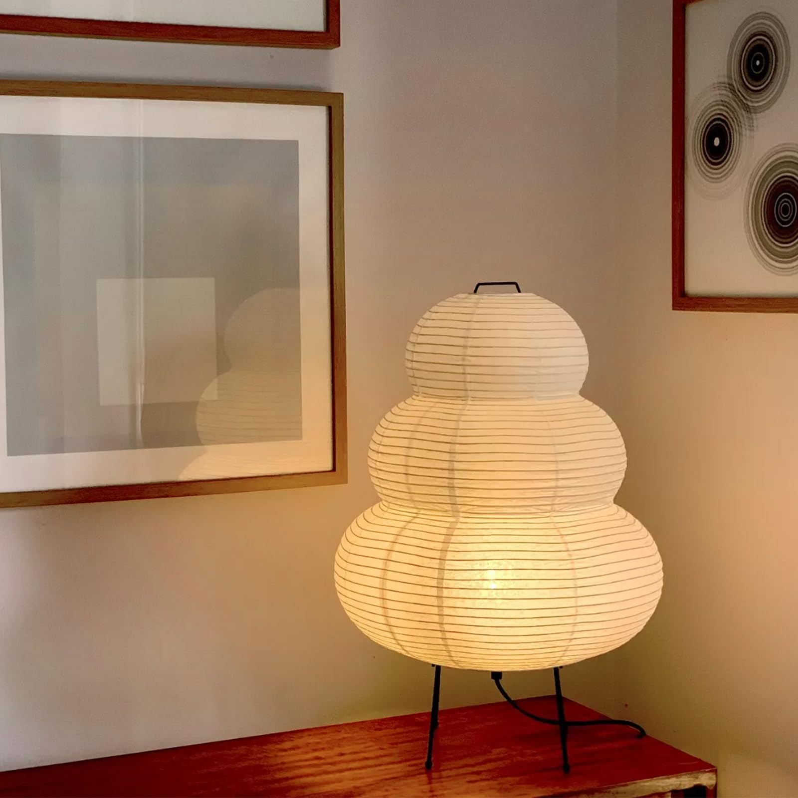 Lampadaire Wabi-sabi E27, lampe de table en papier de riz blanc, lumière blanche chaude 3000K, norme européenne, convient pour la chambre - 4
