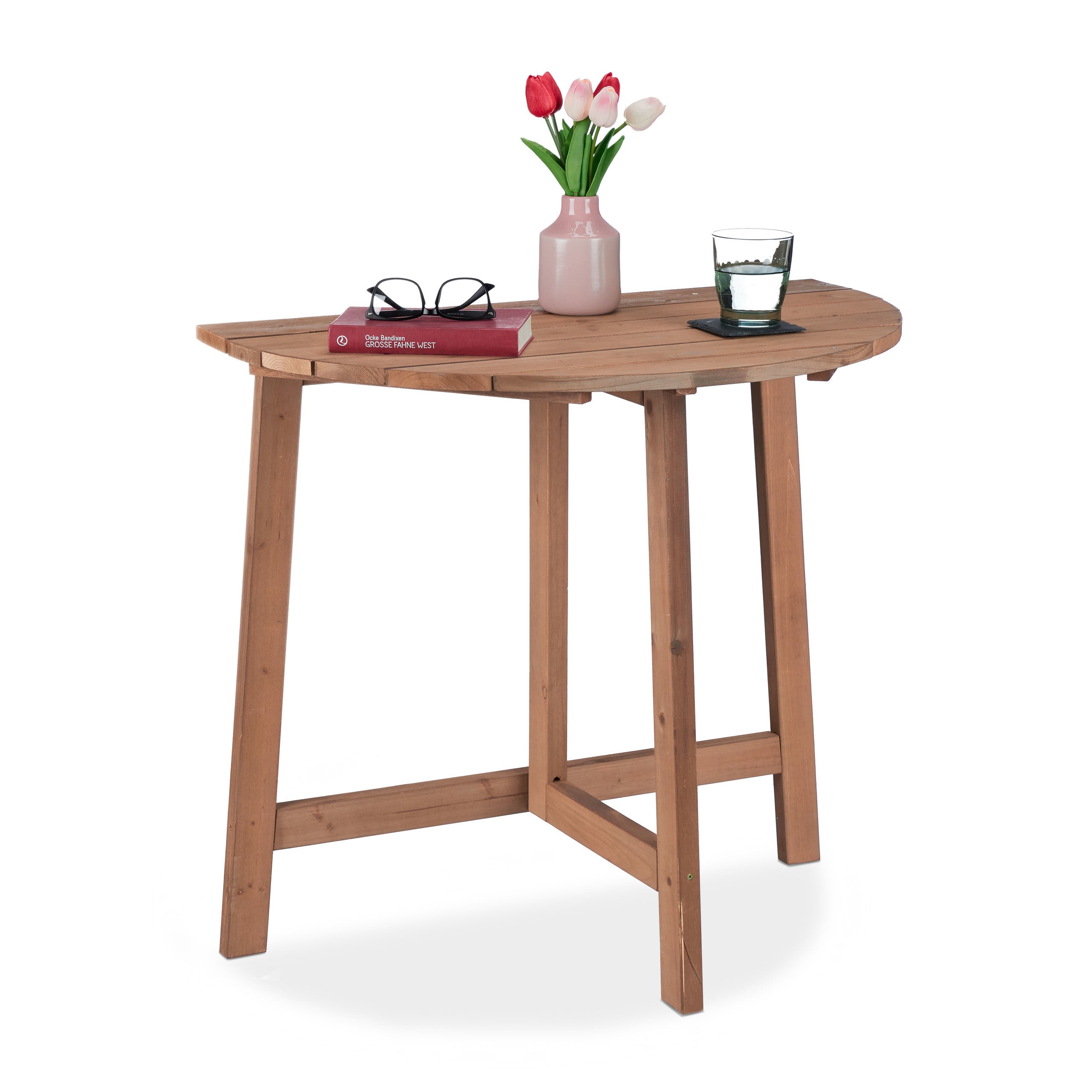 Relaxdays Tavolino Da Giardino Quadrato 74,5x77,5x77,5 Cm - Effetto Legno Marrone - Tavolo Per Esterni, Balcone E Terrazza, Fino A 4 Posti