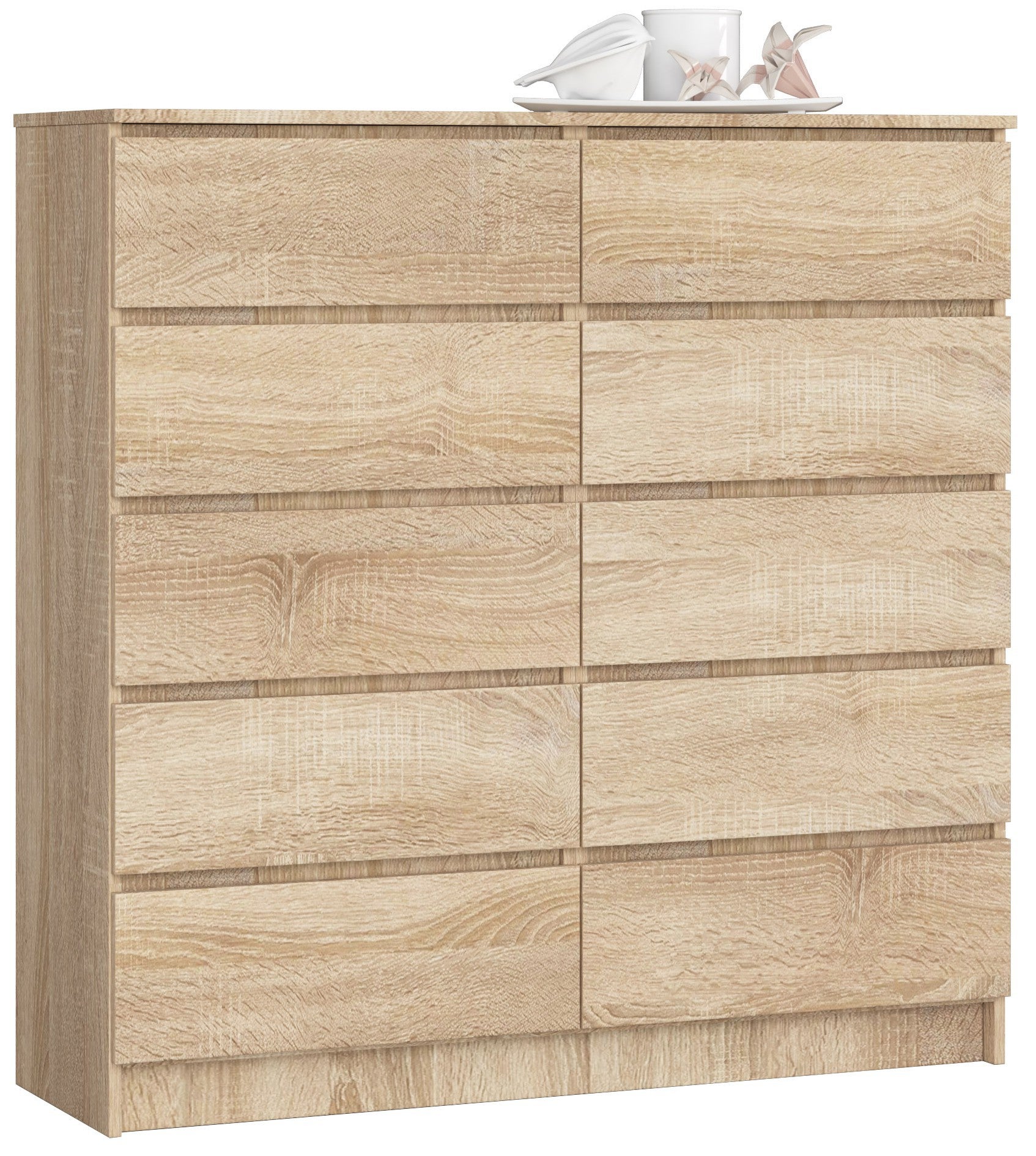 Komoda AKORD K120 Dąb Sonoma 120 cm 10 szuflad kolor Dąb Sonoma mat 120x40x121 cm