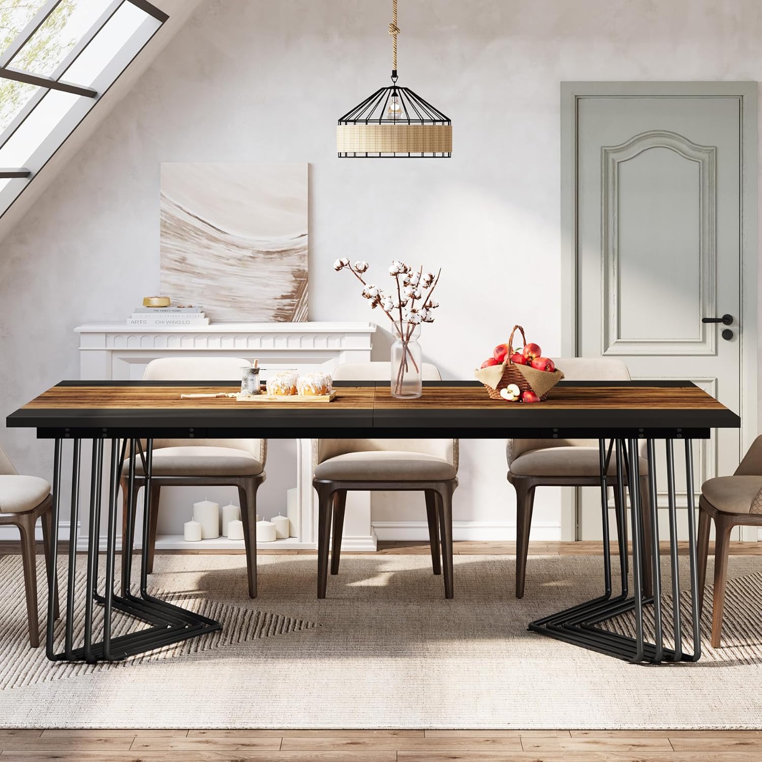 Tribesigns Stół jadalny dla 8-10 osób, 200 cm, industrialny stół kuchenny do salonu i kuchni