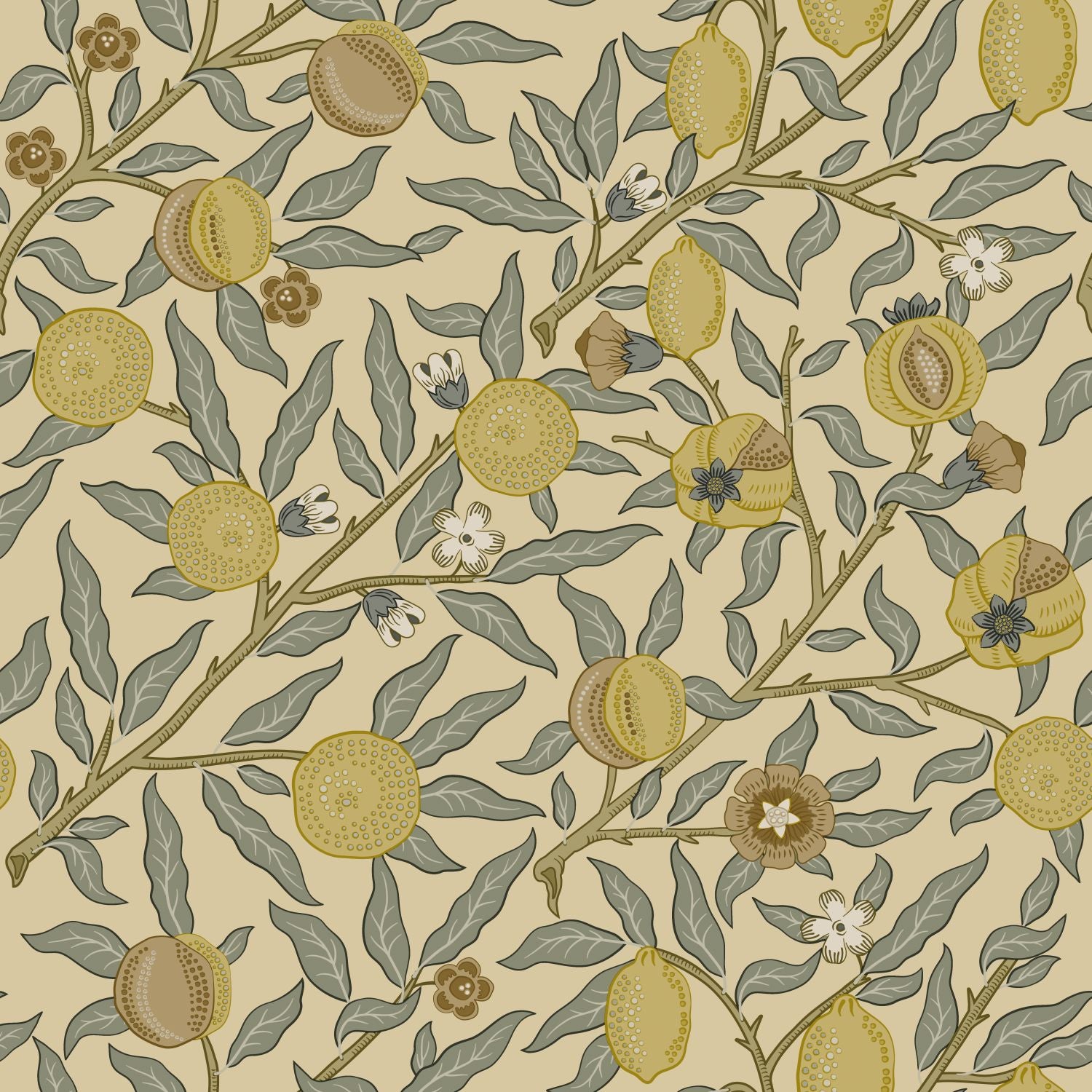 Papier peint des fruits et des feuilles exotiques jaune et vert - 50 x 900 cm - ESTAhome - 8