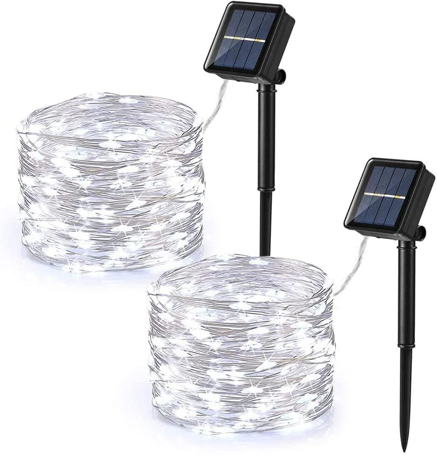 Confezione Da 2 Luci Solari Per Esterni, Filo Di Rame Impermeabili 12 Metri Per Stringa 100 Led Blu 97205705