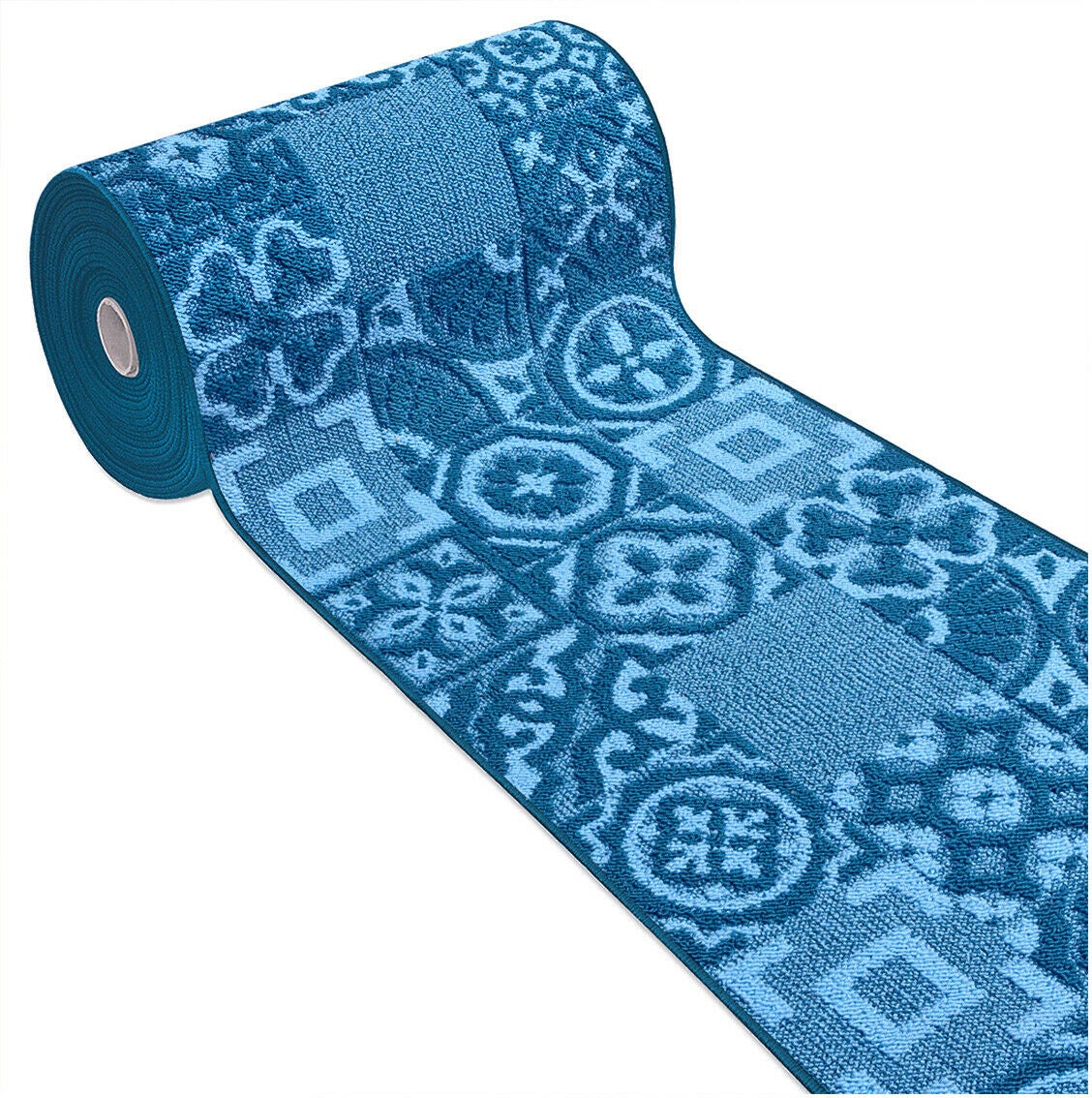 Alfombra de cocina 57x230 cm tejido 3d corredor absorbente base antideslizante azulejo mayólica azul