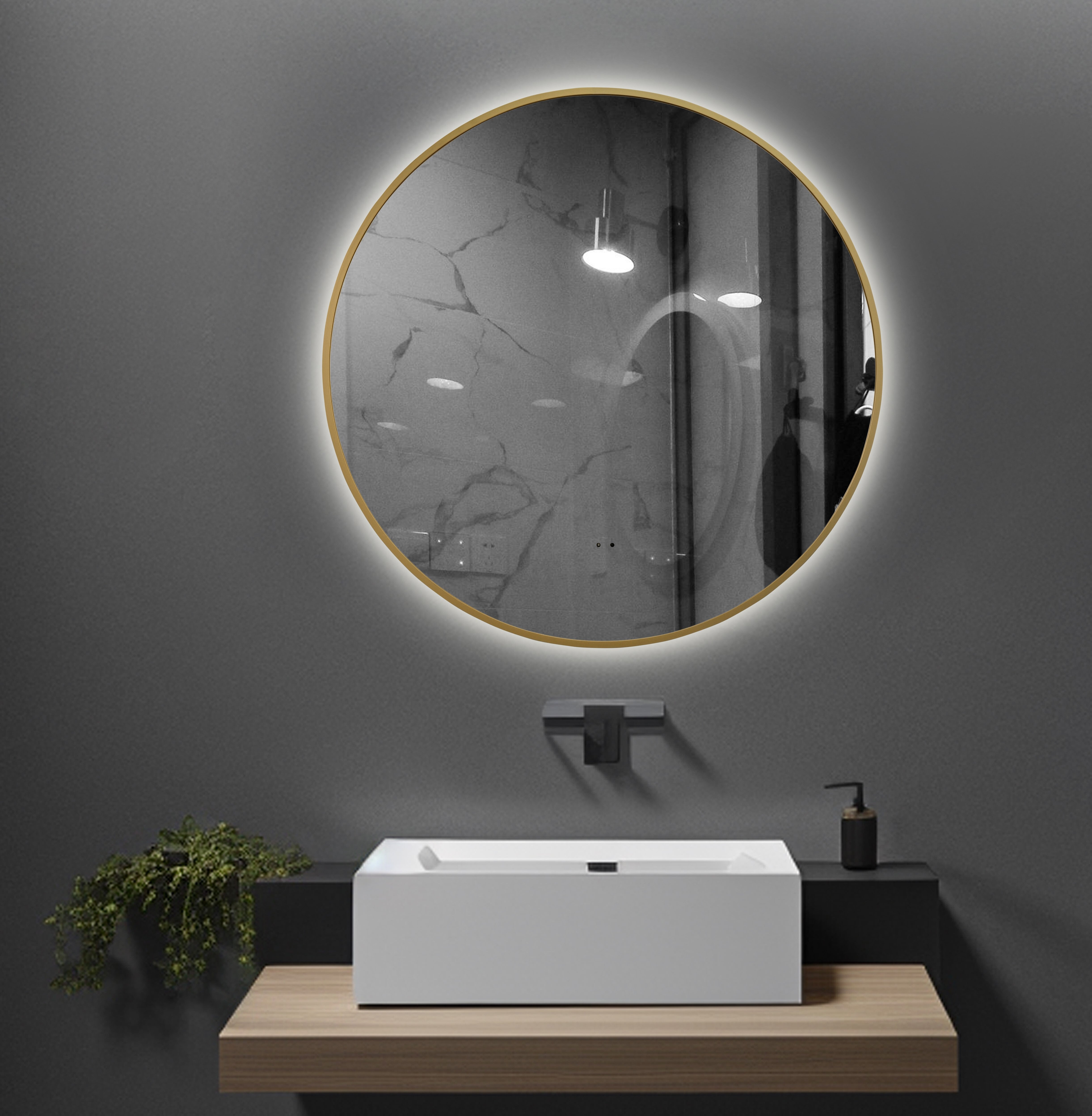 Miroir salle de bain led miroir mural doubles bandes anti-buée 120x60cm