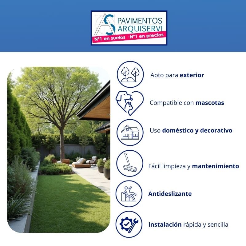Arquiservi - Relva Caribe 35mm / Rolo 1x5m (5m²) Alta Densidade, Natural e Fácil de Instalar para Jardim, Terraço e Piscina - 8