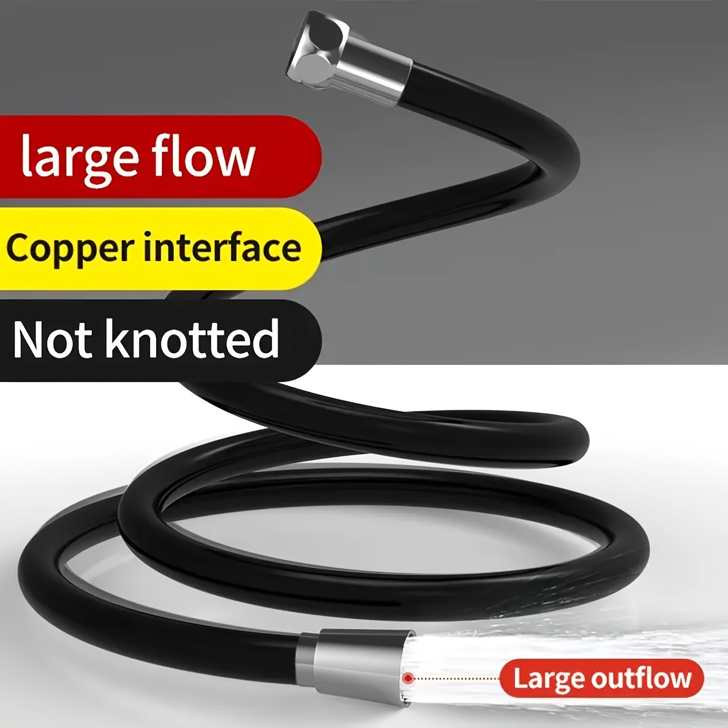 Flexible de ducha de mano de 200 cm, manguera de silicona, compatible con rociadores de ducha y cabezales de pulverización (gris, interfaz de 20 mm) - 6