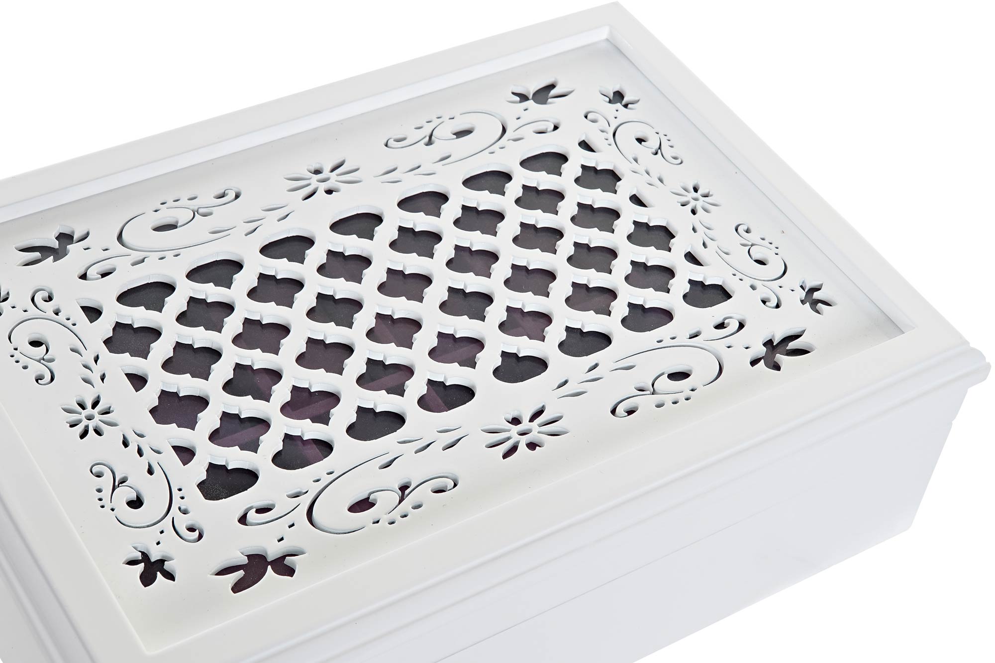 Scatola-Portagioie DKD Home Decor Orologi 29 x 20 x 9,5 cm Cristallo Lilla Bianco Legno MDF - 6