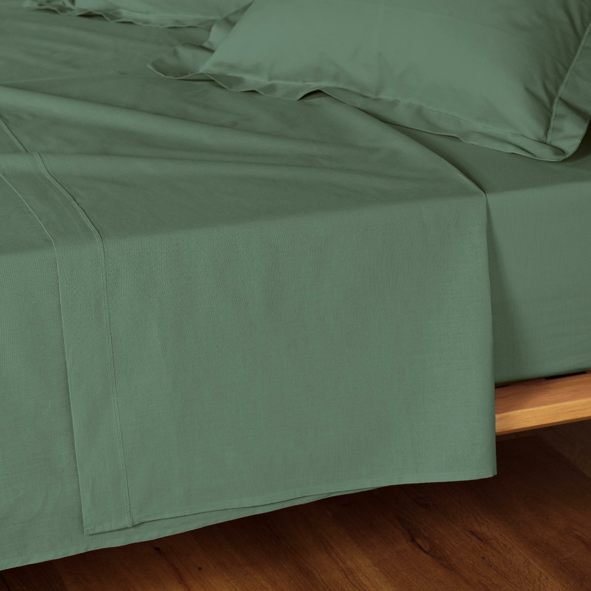 Parure de draps 4 Pièces en coton 57 fils 160 x 200 cm Cèdre – Drap-Housse, Drap Plat et 2 Taies d’Oreiller - 2