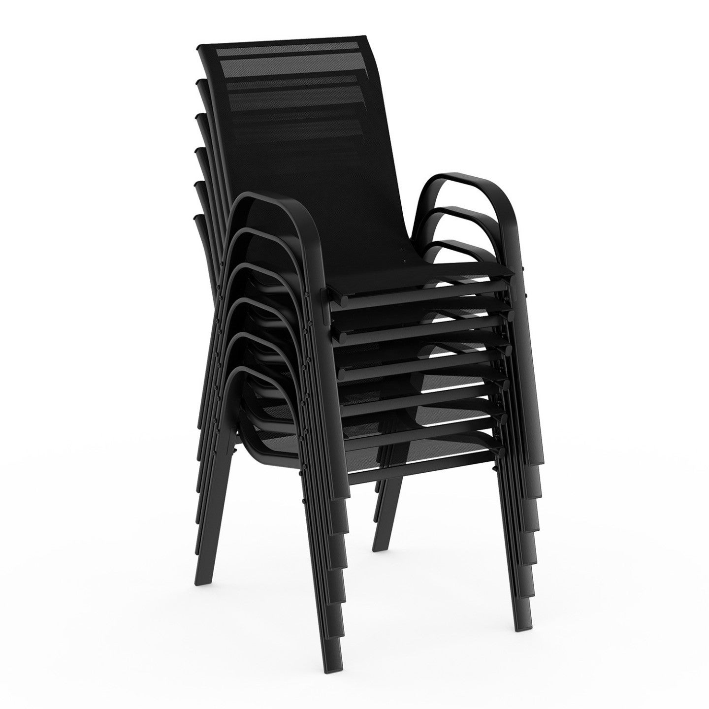 Salon de jardin MADRID table 150 CM et 6 chaises empilables noir - 4