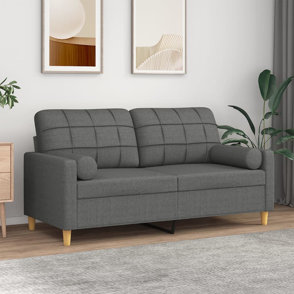 Maison exclusive - sofá de 2 plazas con cojines tela gris oscuro 140 cm