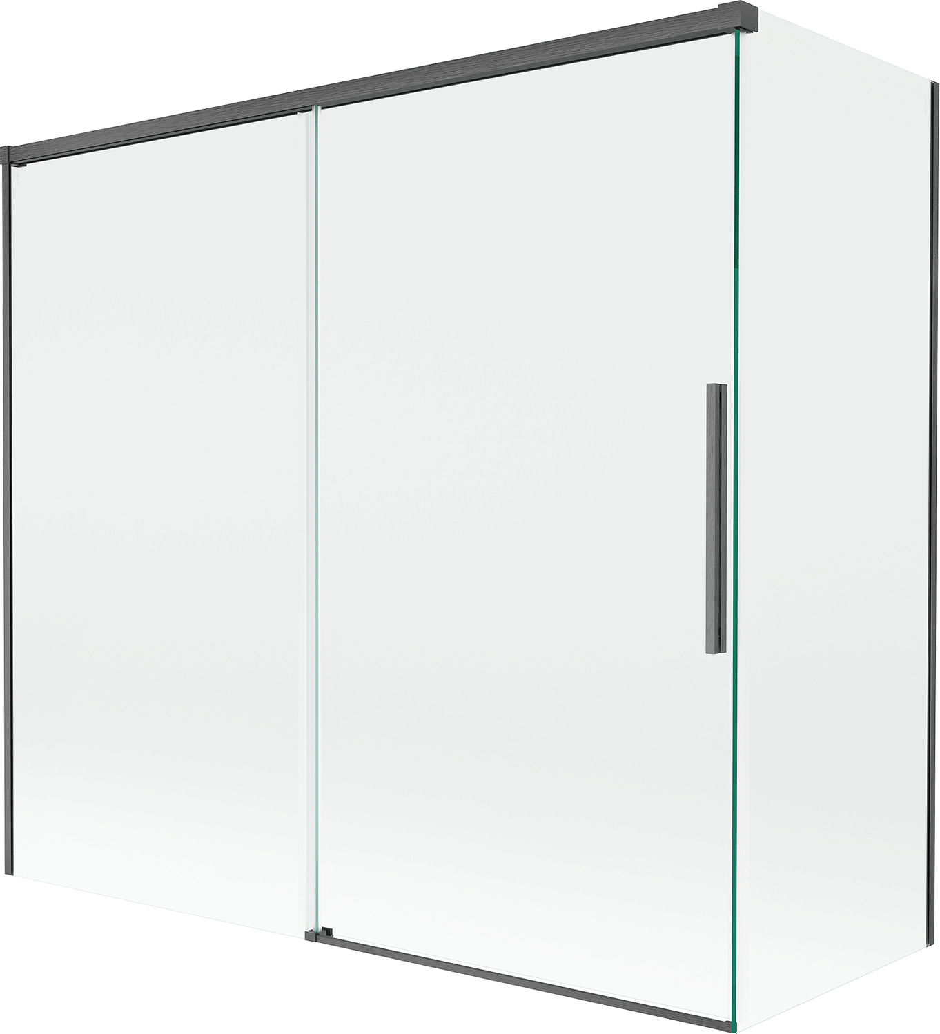 Mexen Rox parawan nawannowy 2-skrzydłowy rozsuwany 170 + 80 x 150 cm, transparent, gun gray szczotkowany - 8C9-170-080-66-00