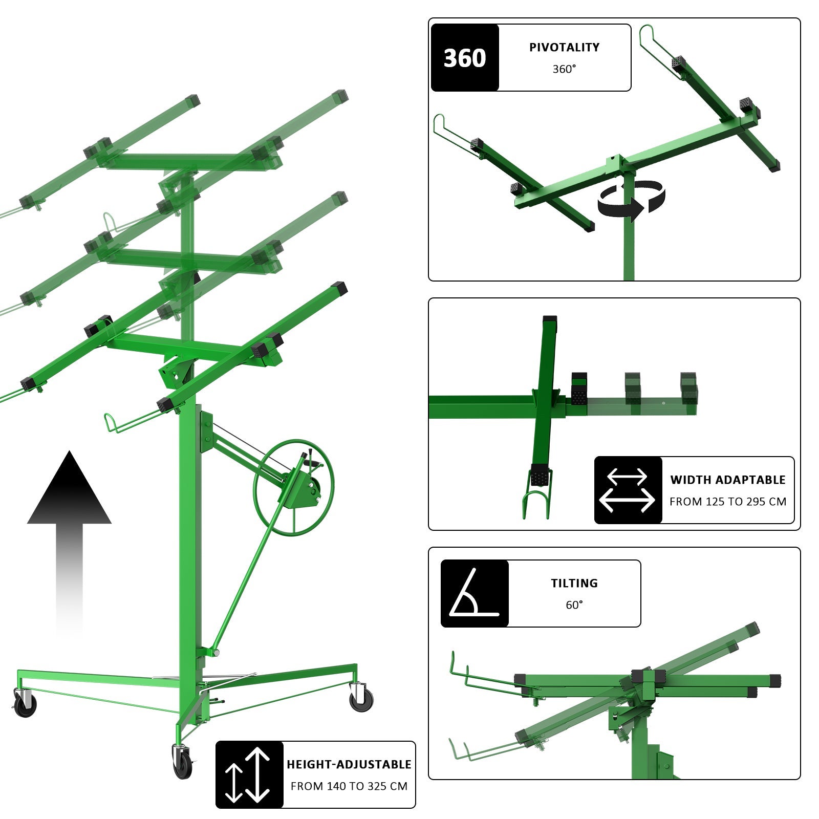 DEWINNER Lève-plaques XXL - Capacité 68kg, Hauteur Réglable 140-325cm - 3