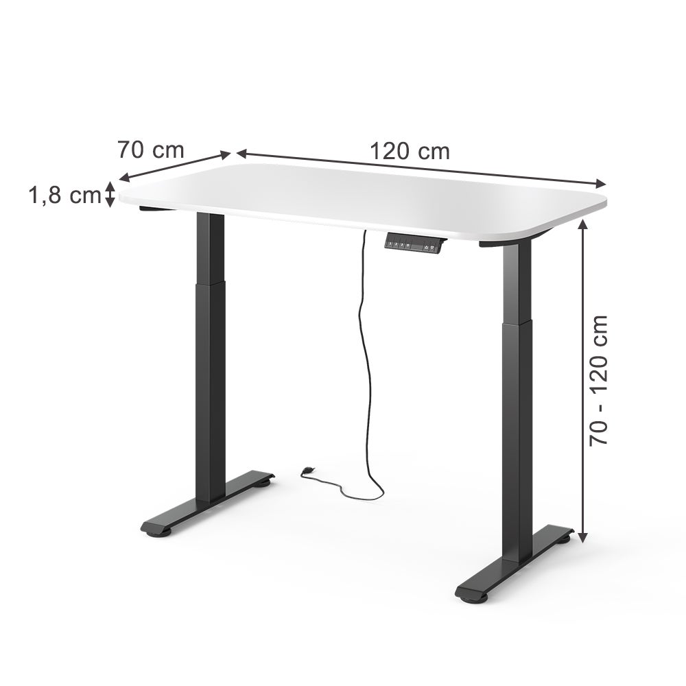 Vicco Biurko Elevate, Czarny/biały, 120 x 70 cm 2 silniki - 2