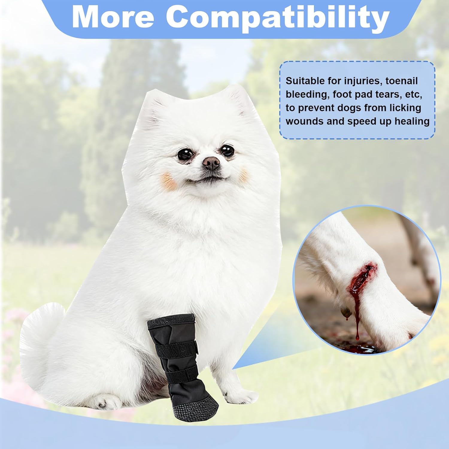 Botas de cura para cães, meias macias antiderrapantes para patas, botinhas de proteção para feridas (P) - 4