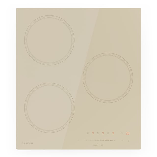 Klarstein Victoria Plaque de cuisson à induction 45 cm 6600 W 3 foyers Réglage par curseur Boost Beige