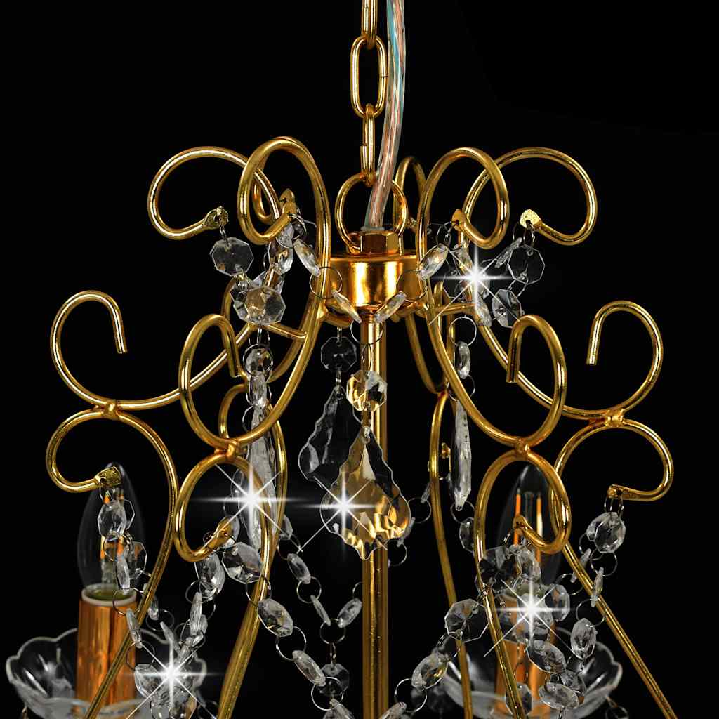 vidaXL Lustre avec perles de cristal Doré Rond 6 x E14 - 5
