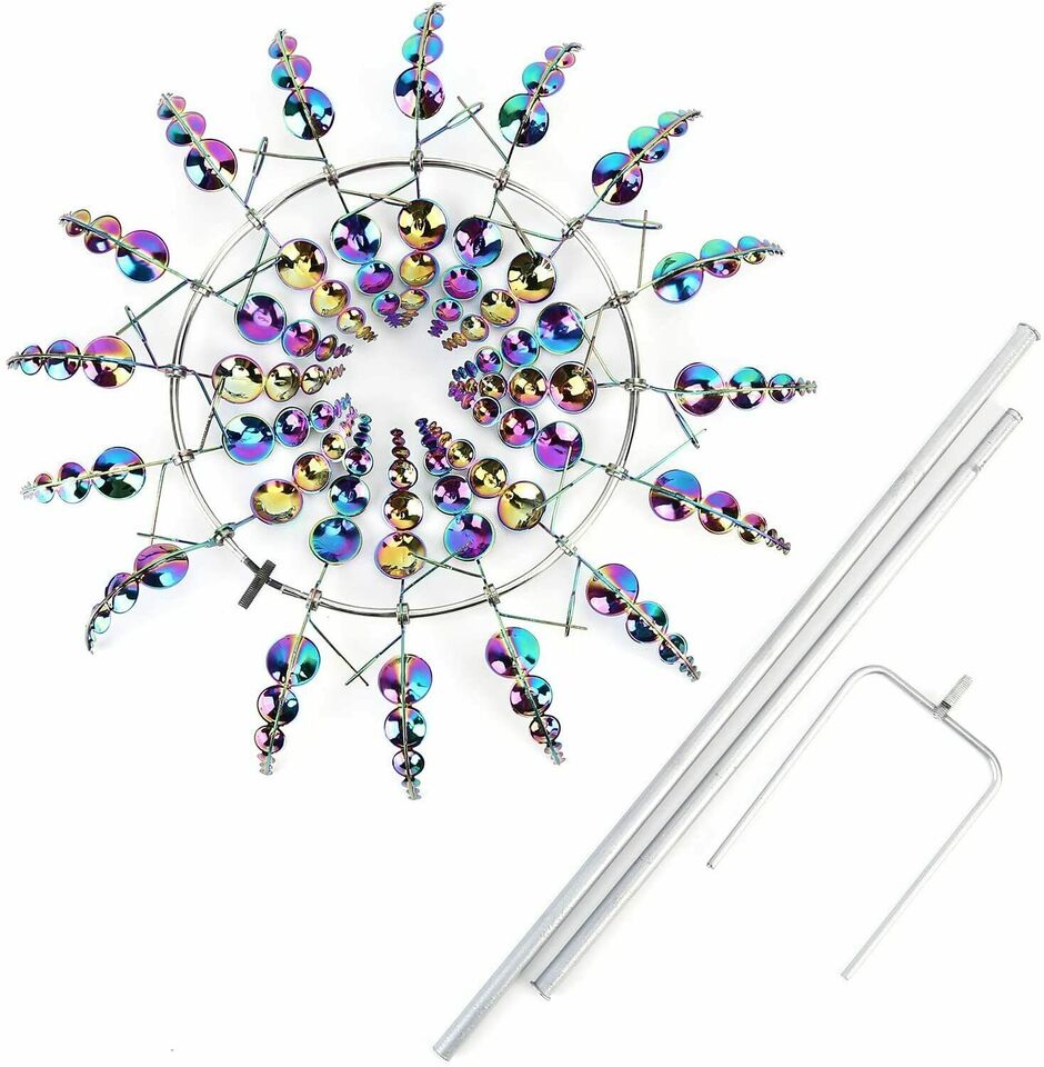 Attrape-vent Extérieur Métal Moulin à Vent Métal Jardin – Sculpture Double Rotor 119 Cm – Décoration Extérieure Résistante Aux Intempéries Décoration Extérieure Métal