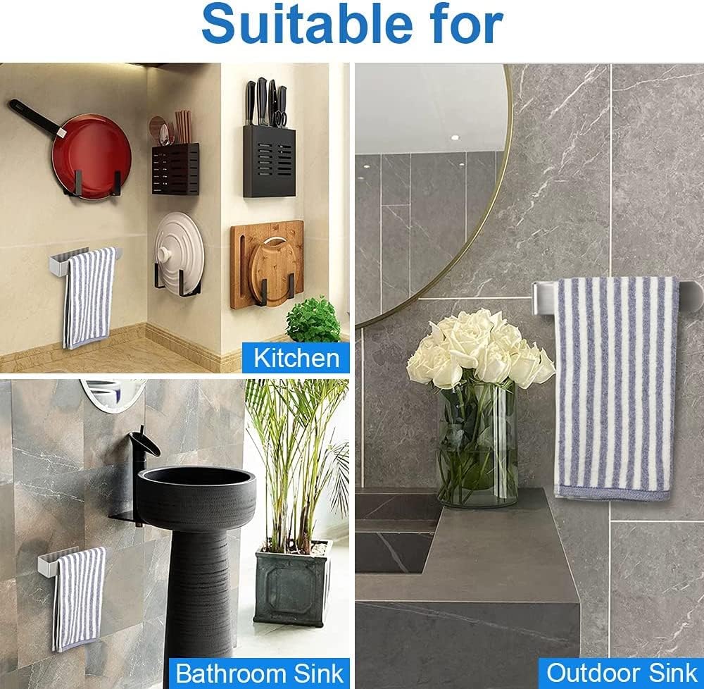 Porte-serviettes mural pour salle de bain, sans perçage, en acier inoxydable SUS304, 37 cm, argenté - 7