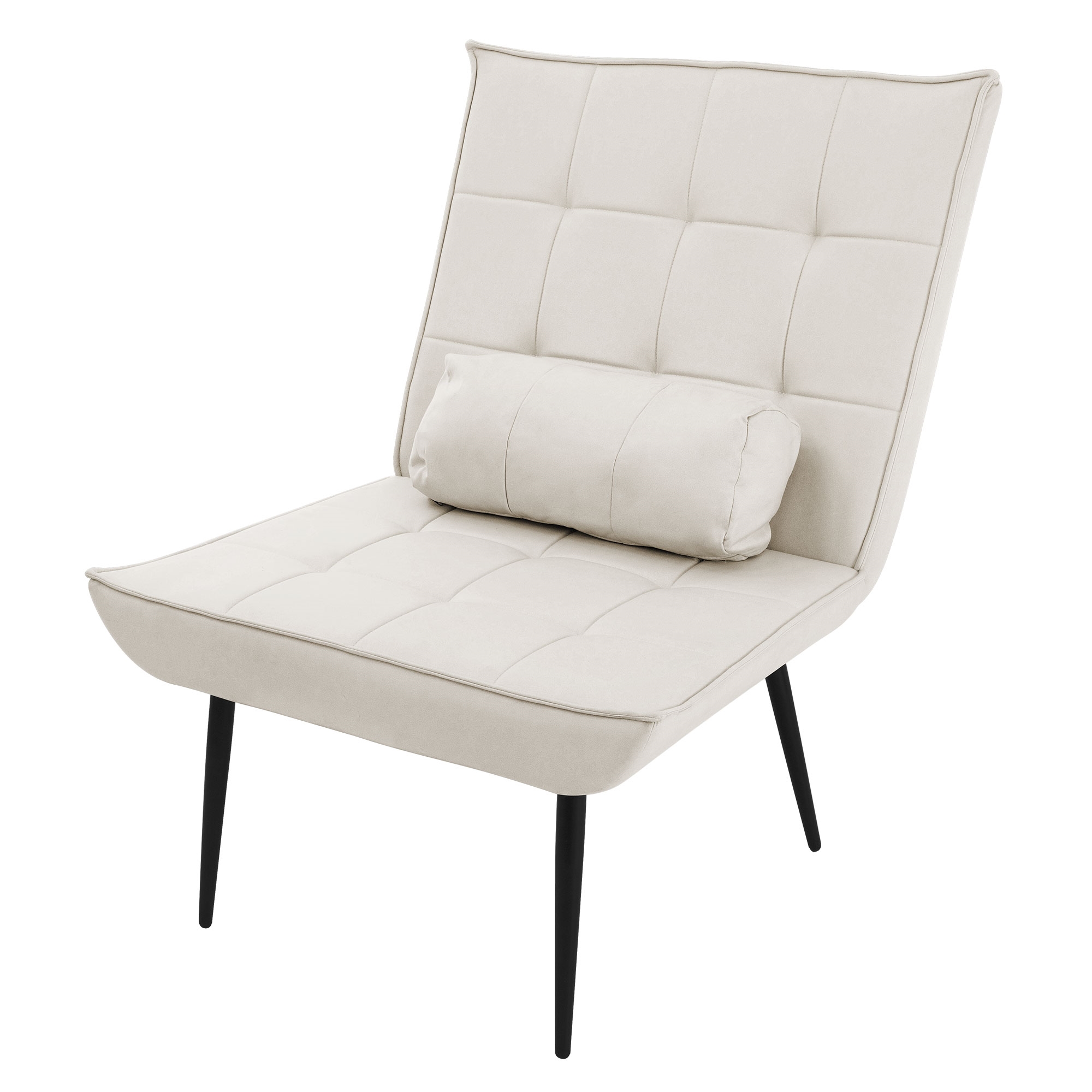 Ml-design sillón relax crema, sillón con revestimiento de cuero pu y patas de metal negro, sillón tapizado con cojín lumbar