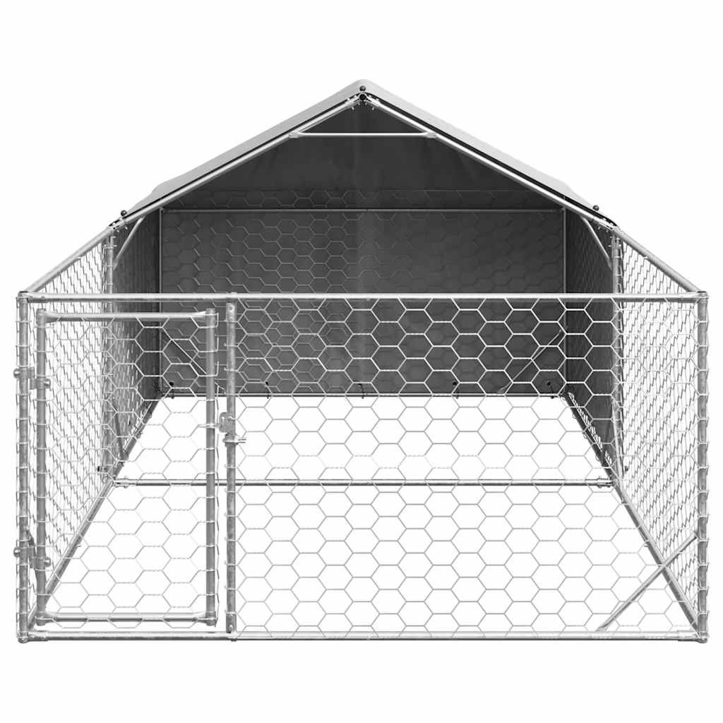 Canil exterior para cães com corredor 5x2x1,5 m aço galvanizado vidaXL - 4