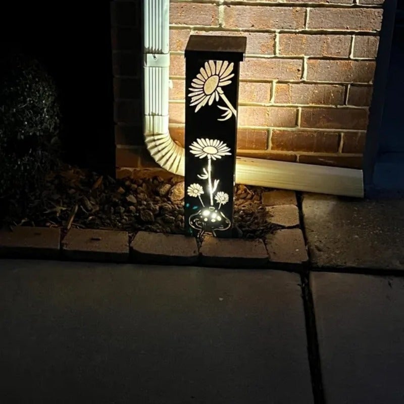 Colonne de jardin en métal rouillé, motif féerique et champignon, mobilier de décoration extérieure, sculpture d'extérieur, décoration de jardin - 5