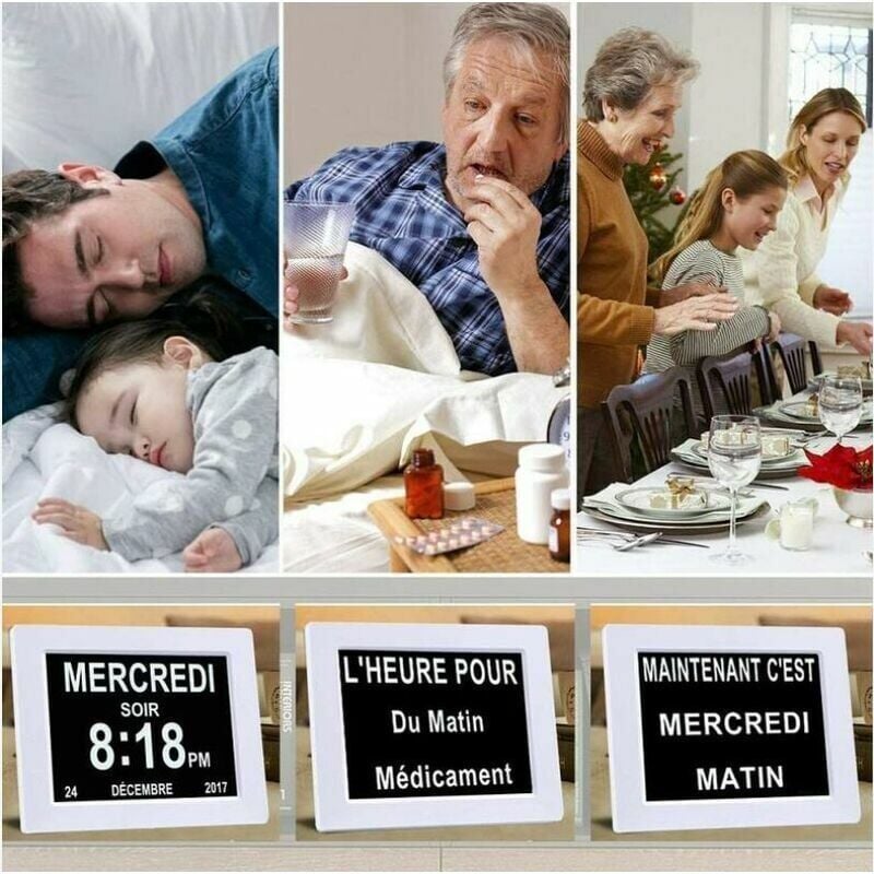 Horloge calendrier numérique One Piece 7 pouces avec date et heure, horloge Alzheimer pour parents, rappel de médicaments - 4